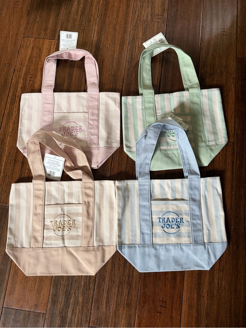 Trader Joe's Pastel Stripe Canvas Tote - Pink